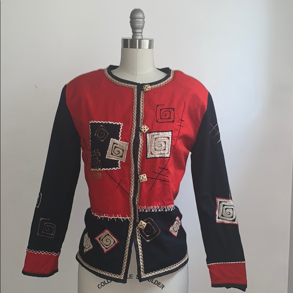 Vintage Red & Black Patchwork Jacket - image 2
